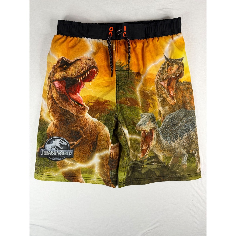 Jurassic World Swim Trunks Boys 14/16 Multicolor Excellent Dinosaur Graphic